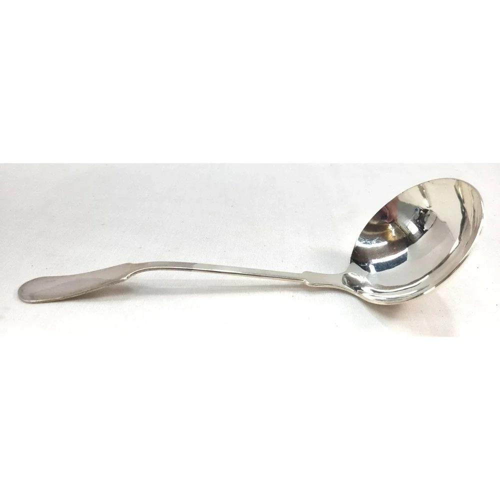 Antique Bailey Banks & Biddle Silver Plate Soup Ladle, Fiddle Pattern 9 Inches